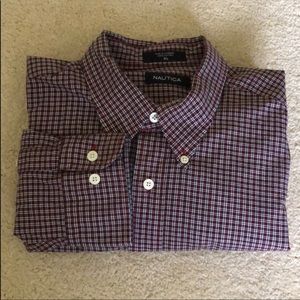 Nautica mens xl red and navy dress shirt